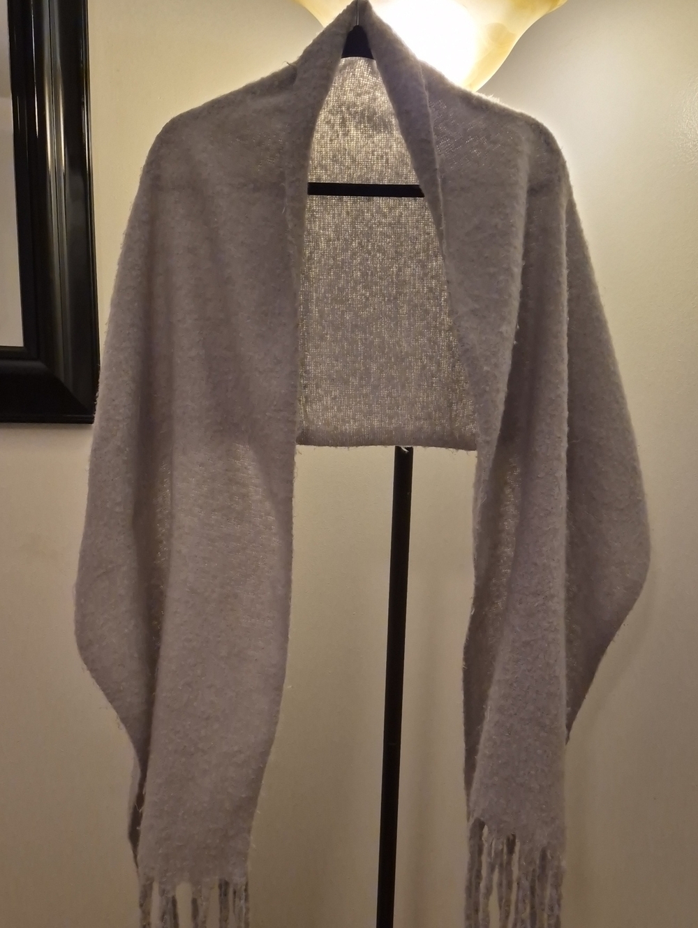 Cozy Light Grey Women's Fringe Wrap Scarf
